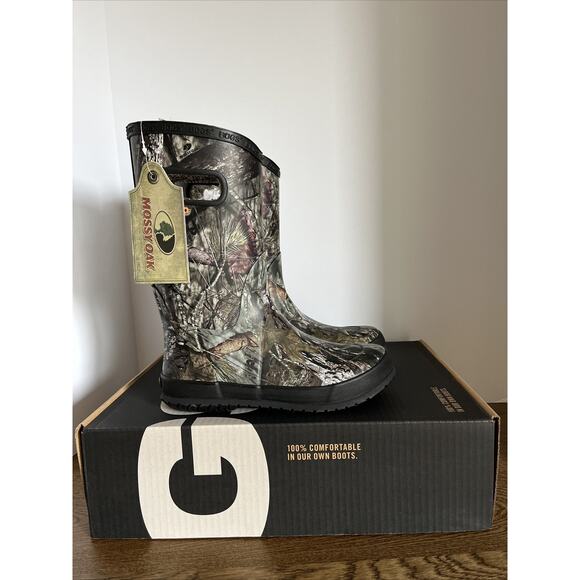 BOGS Rainboot Plush Mossy Oak w/ Handles Kids s5 Waterproof